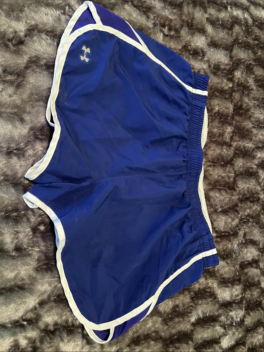 Under Armour Women’s Purple Athletic Shorts With White Piping, Large